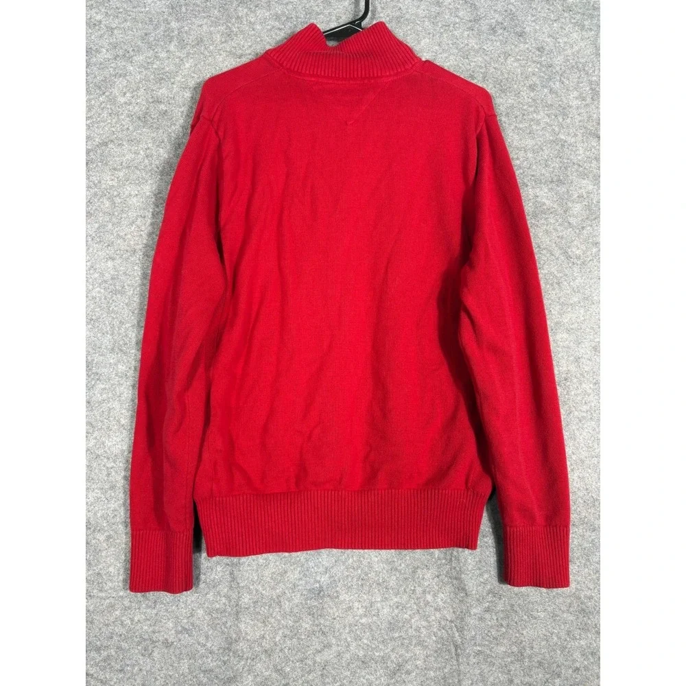 Tommy‎ Hilfiger Mens Red 1/4 Zip Pullover Sweater L/G